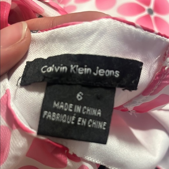 Calvin Klein Pink and White Ruffled Blouse - Picture 2 of 2